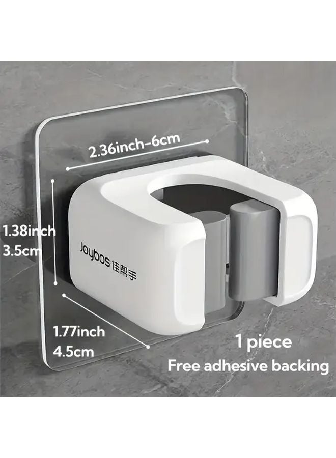 حامل ممسحة ومقشة أبيض بدون حائط متعدد الوظائف مع مشبك تخزين - Image 4