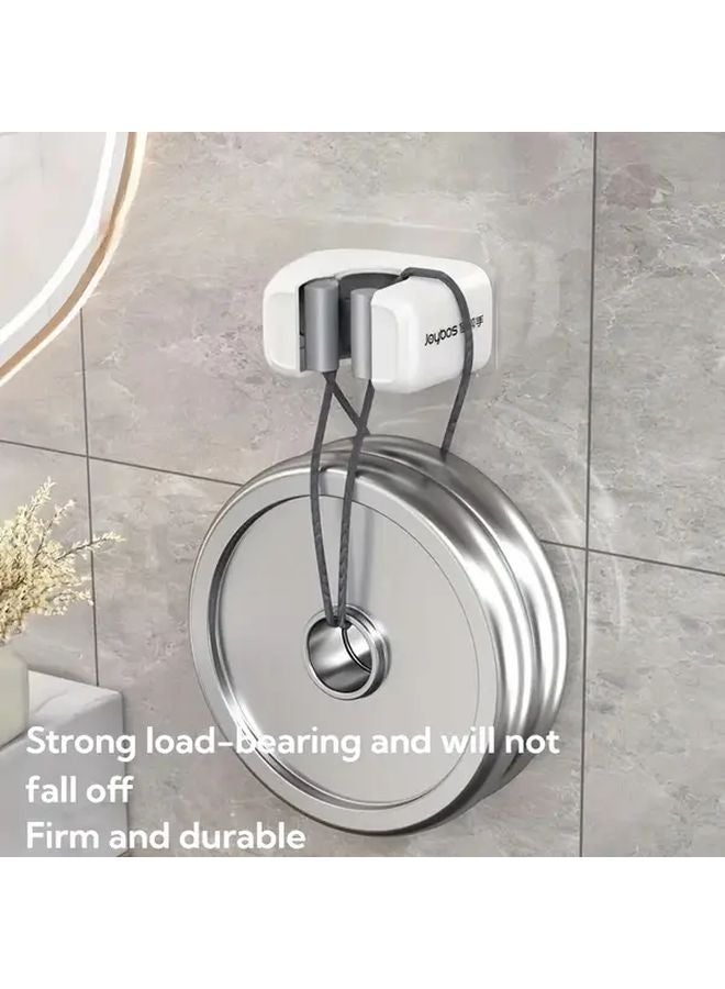 حامل ممسحة ومقشة أبيض بدون حائط متعدد الوظائف مع مشبك تخزين - Image 5