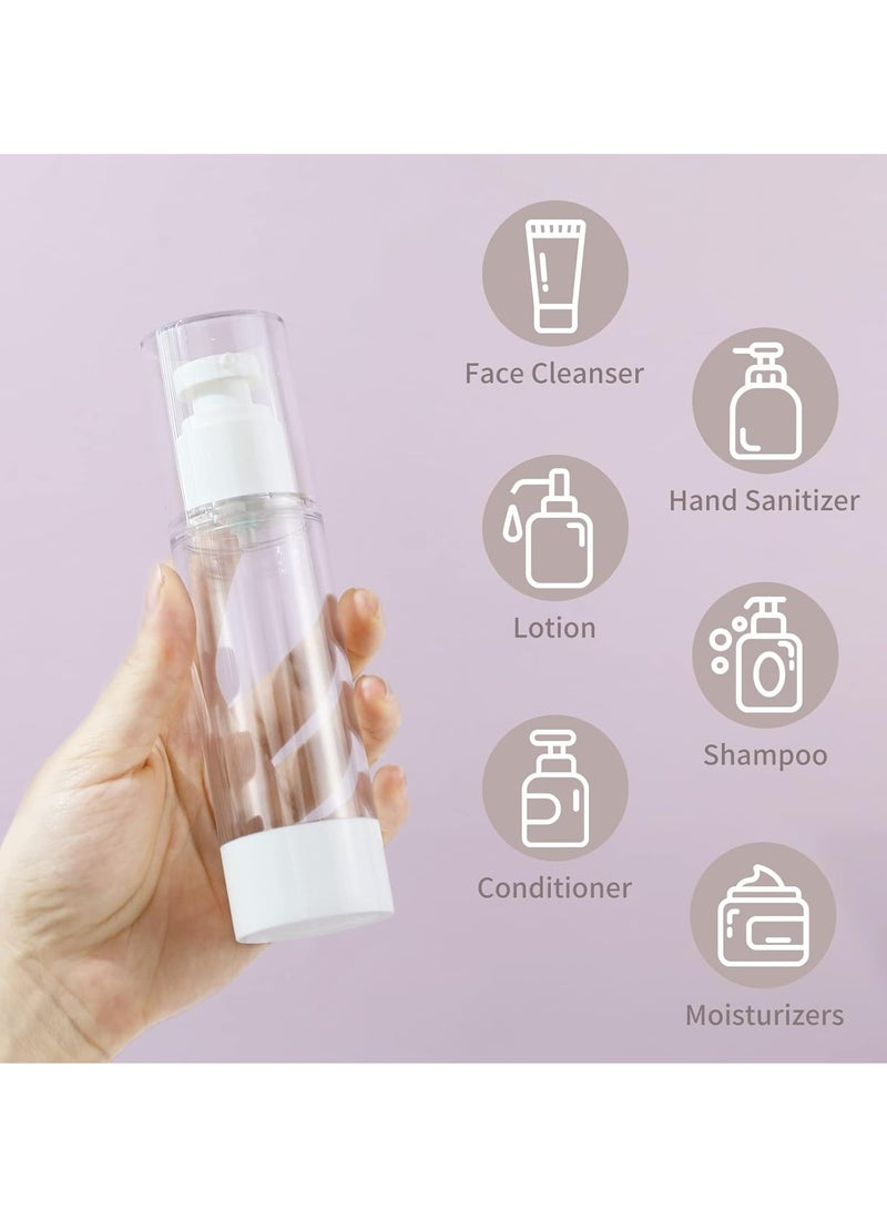 Oasisgalore 6-Pack 2.7 Oz (80ml) Clear Airless Pump Bottles, Travel Size Refillable Containers for Shampoo.  - Image 2