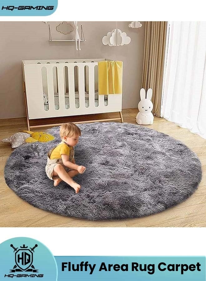 HQ-GAMING Area Rug Fluffy Bedroom Carpet Dark grey Diameter 160cm - Image 1