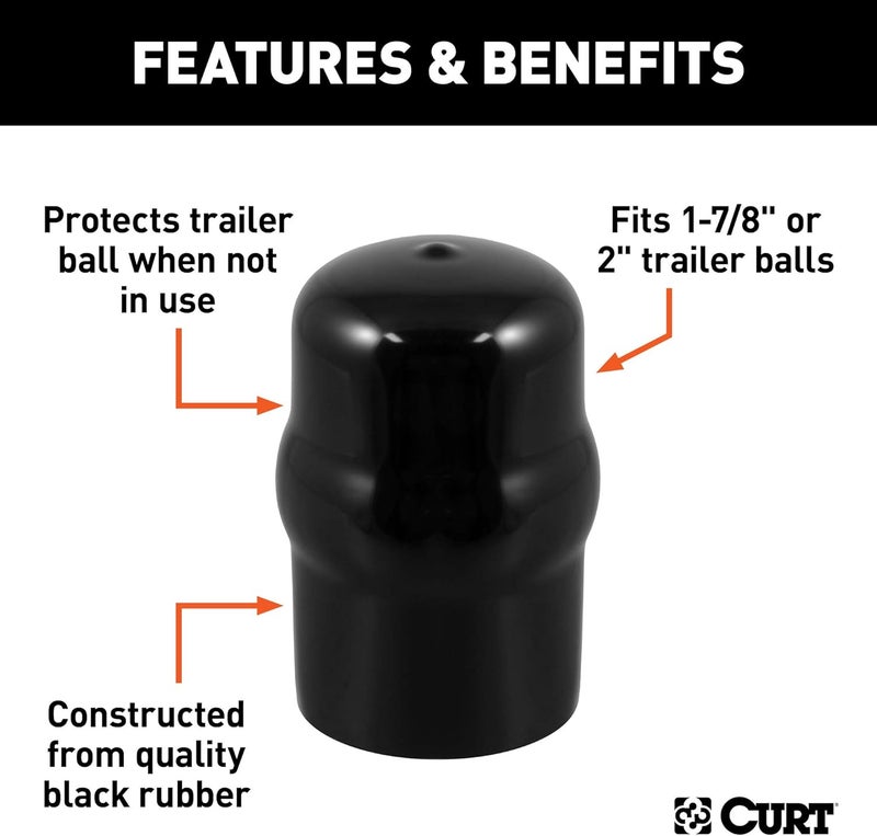 Curt 21800 Black Rubber Trailer Hitch Ball Cover, 1-7/8 or 2-Inch Diameter - Image 3