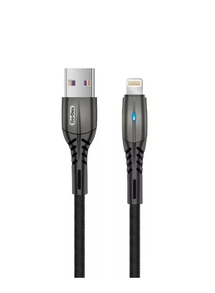 جو-ديز كيبل GO DES شحن سريع قماش للايفون USB بطول 1 متر - Image 2