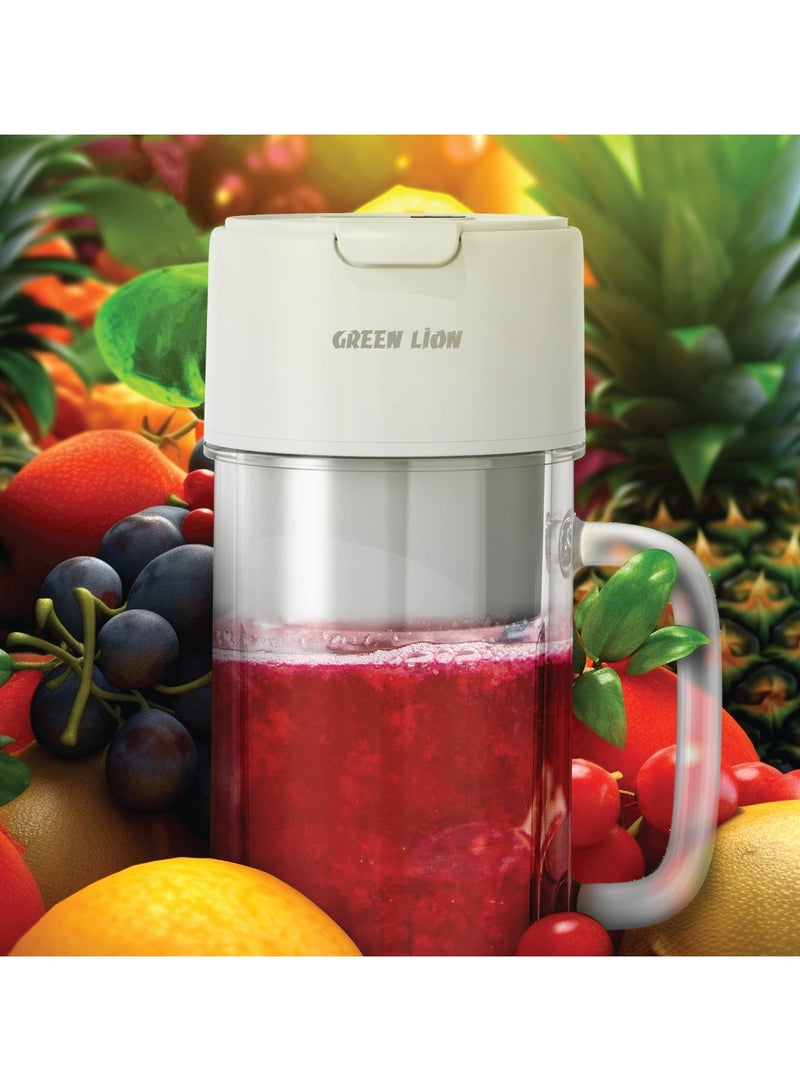 GREEN LION Portable Blender Mug 400ml / Smoothie Maker /Cordless Protein Blender for Home and Outdoor - White - Image 2