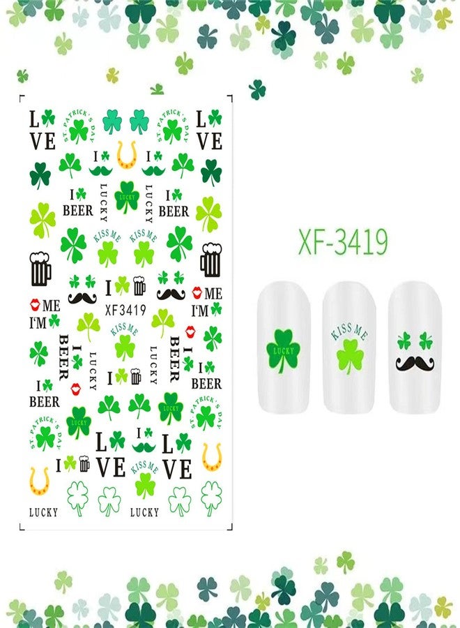 ZEYER St. Patrick's Day Nail Art Stickers Decals Green Lucky Clover 3D Self-Adhesive Exquisite St. Patrick's Day Nail Decals Nail Art Supplies Women Nail Decorations 6 Sheets - Image 4