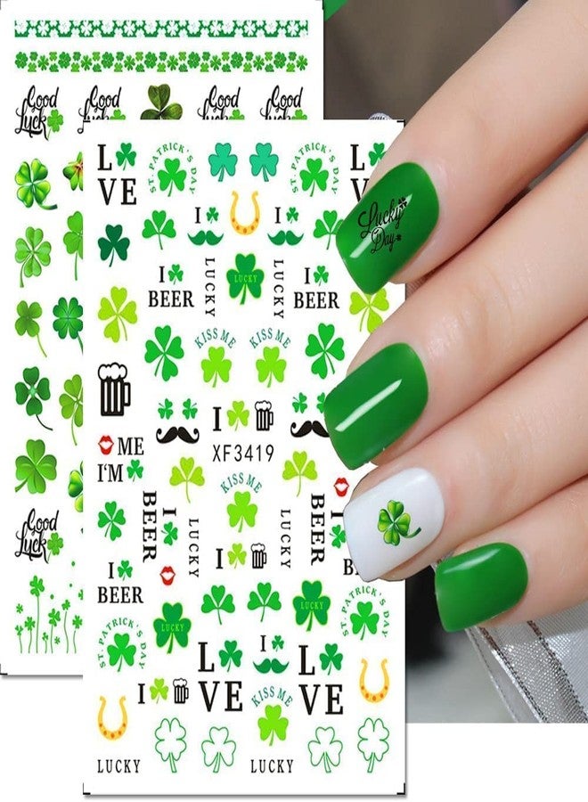 ZEYER St. Patrick's Day Nail Art Stickers Decals Green Lucky Clover 3D Self-Adhesive Exquisite St. Patrick's Day Nail Decals Nail Art Supplies Women Nail Decorations 6 Sheets - Image 1