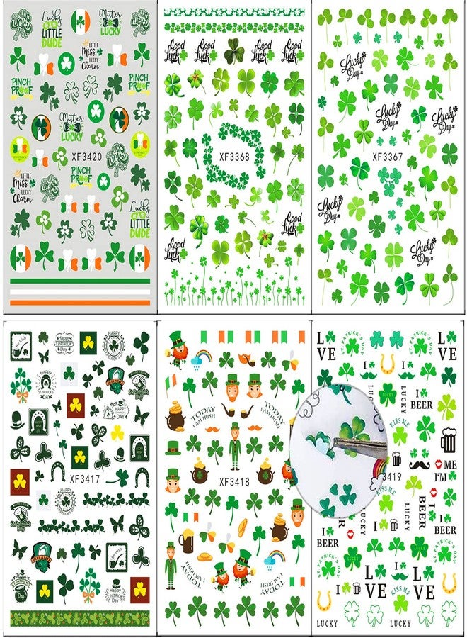 ZEYER St. Patrick's Day Nail Art Stickers Decals Green Lucky Clover 3D Self-Adhesive Exquisite St. Patrick's Day Nail Decals Nail Art Supplies Women Nail Decorations 6 Sheets - Image 2