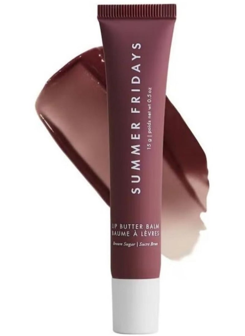 SUMMER FRIDAYS بلسم الشفاه من صيف الجمعة - قناع الشفاه المرطب وبلسم الشفاه للترطيب الفوري، اللمعان والترطيب - لون شفاف، عناية مهدئة للشفاه - بني شفاف - Image 1