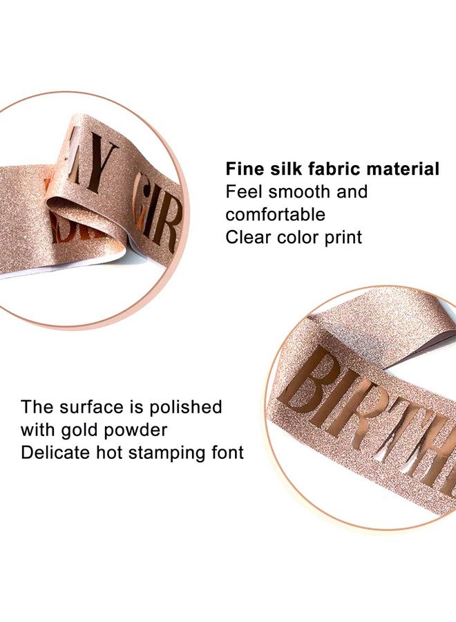 BLUPLE Birthday Girl Sash Rose Gold Birthday Sash For Women Girls Gift, Birthday Decorations Party Favors - Image 2