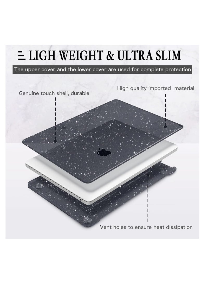Sparkly Case Compatible with MacBook Air 15 Inch 2025 2024 2023 A3241 A3114 A2941, Glitter Bling Plastic Hard Shell with Keyboard cover for Mac Air 15.3" with Liquid Retina Display & Touch ID ,Star Black  - Image 2