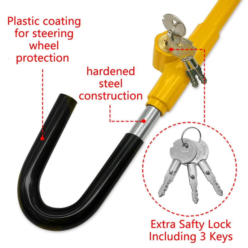 KAYCENTOP Car Steering Wheel to Brake Pedal Lock Auto Security Product Anti-Theft Lock Device Bright Yellow Universal - Image 2