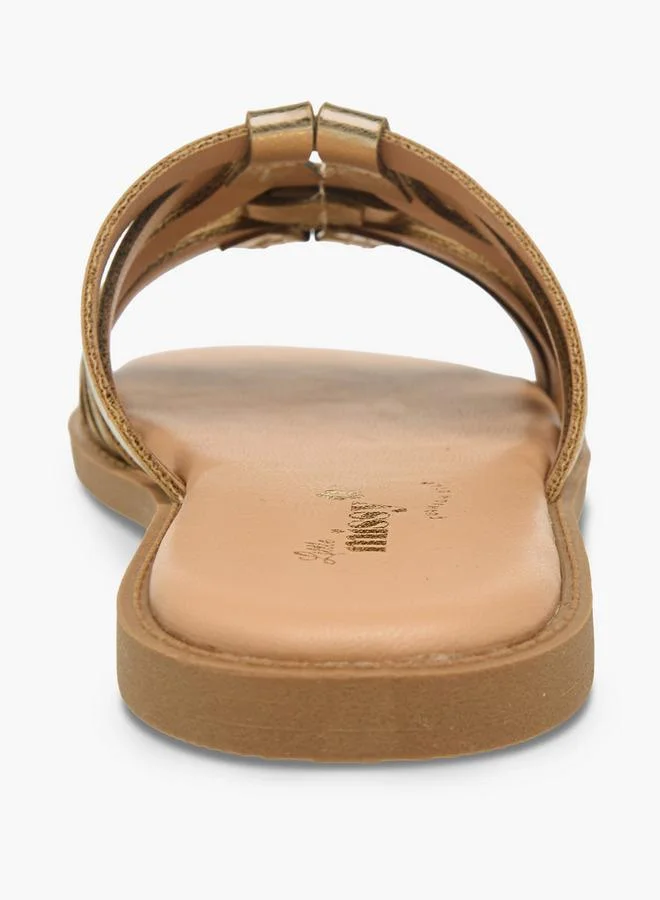 Little Missy GOLD Girls Strappy Slip-On Sandals for Women | Best Price UAE