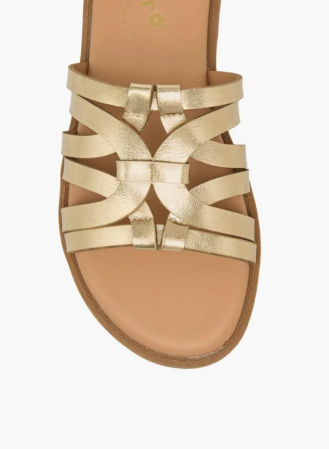 Little Missy GOLD Girls Strappy Slip-On Sandals for Women | Best Price UAE