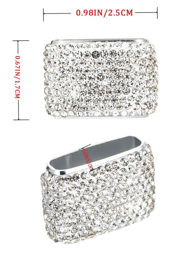 SOLARAE 2 PCS Car Sunglasses Holder Glasses Eyeglasses Hanger Hooks White Bling Diamond Rhinestone Decorations for Car Dashboard Door Decors - Image 2