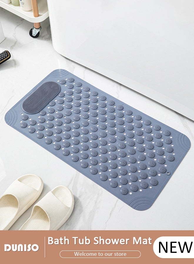 DUNISO Anti Slip Bathroom Mat Shower Mat Waterproof Mat Foot Massage Mat With Drain Holes And Suction Cups 36*69cm Bath Mat For Tub, Toilet And Bathroom Floors-Dark Grey  - Image 1