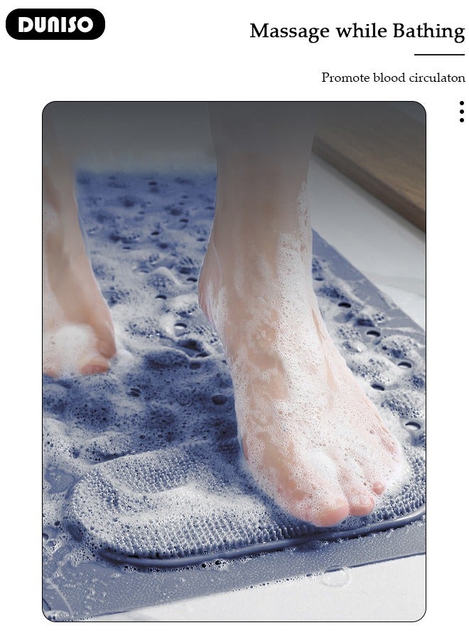 DUNISO Anti Slip Bathroom Mat Shower Mat Waterproof Mat Foot Massage Mat With Drain Holes And Suction Cups 36*69cm Bath Mat For Tub, Toilet And Bathroom Floors-Dark Grey  - Image 2