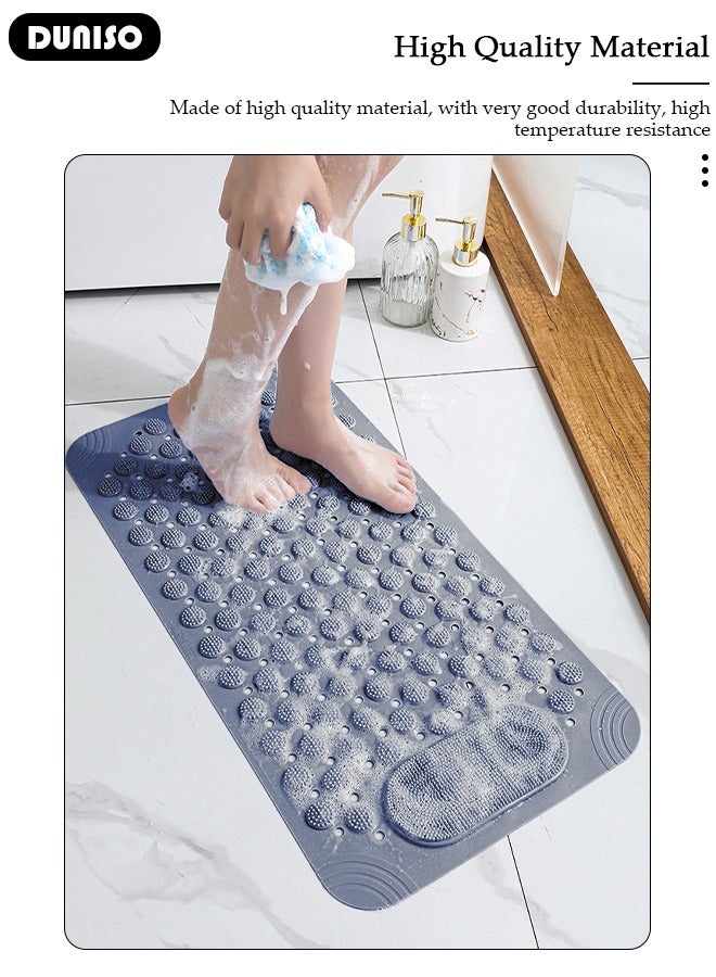 DUNISO Anti Slip Bathroom Mat Shower Mat Waterproof Mat Foot Massage Mat With Drain Holes And Suction Cups 36*69cm Bath Mat For Tub, Toilet And Bathroom Floors-Dark Grey  - Image 4