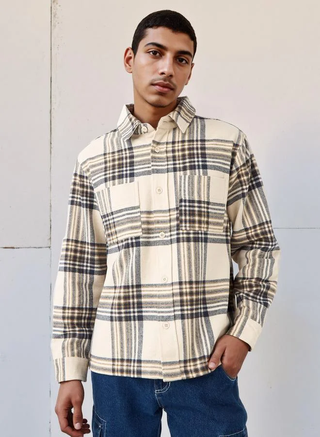 Lee Cooper Lee Cooper Men Regular Fit Checked Long Sleeves Shacket