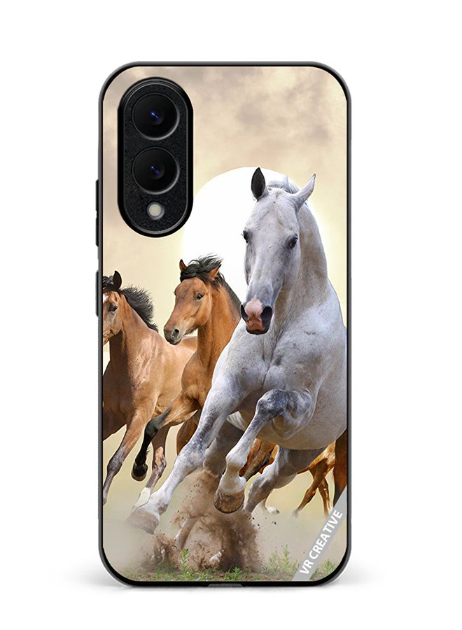 VR CREATIVE Protective Case Cover For Samsung Galaxy S25 Edge Running Horses Design Multicolour