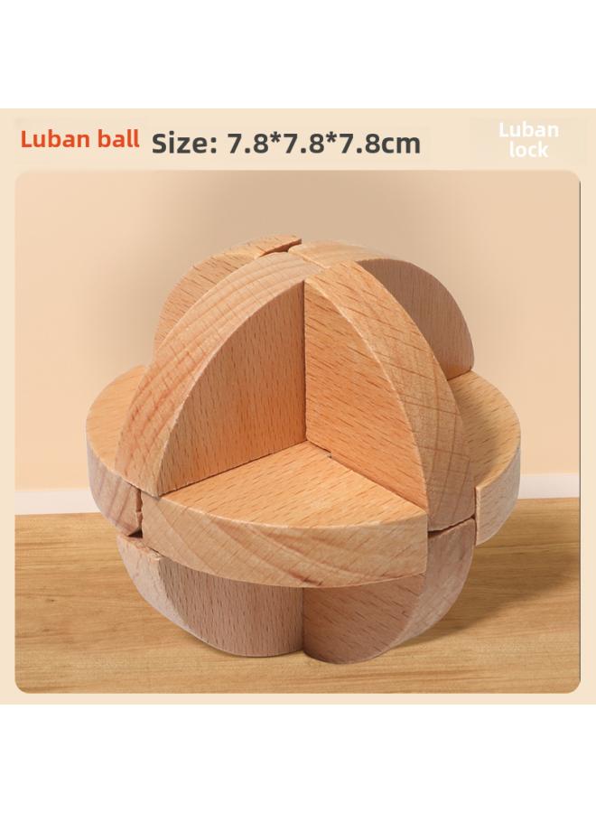 Kong Ming Lock Luban Lock Suit Intelligence Unlock Wooden Elementary School Students Hands-on Brain-moving Educational Toys Nine-piece Gift Box 
