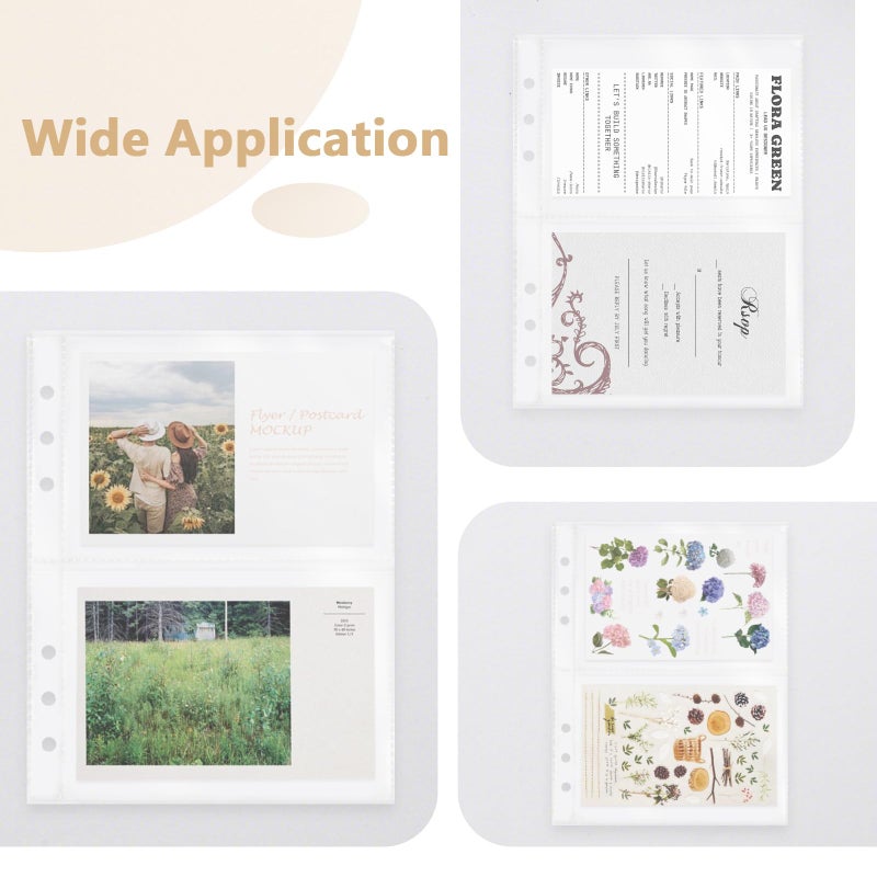 Dajino 20 Sheets Clear Binder Sleeves Pocket Sheets Protectors Double Sided Plastic Sleeves for Binder Refill, Photo Card Sticker Organizer Pocket Pages Binder Inserts for 6 Ring A5 Binder (2-Pocket) - Image 5
