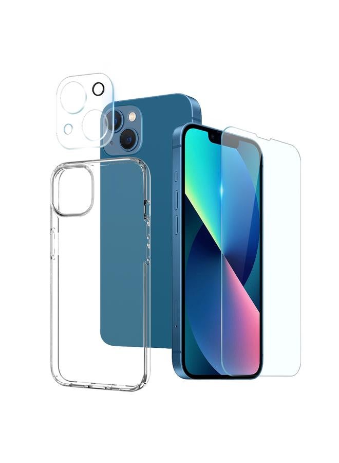 إيروريكس جراب هاتف Tpu 3 في 1 لهاتف Iphone 13 مع فيلم شاشة وغشاء عدسة (شفاف) - Image 1