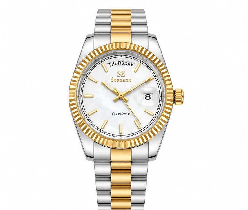 A classic men's wristwatch from the Seazone brand, with a design inspired by luxury watches.