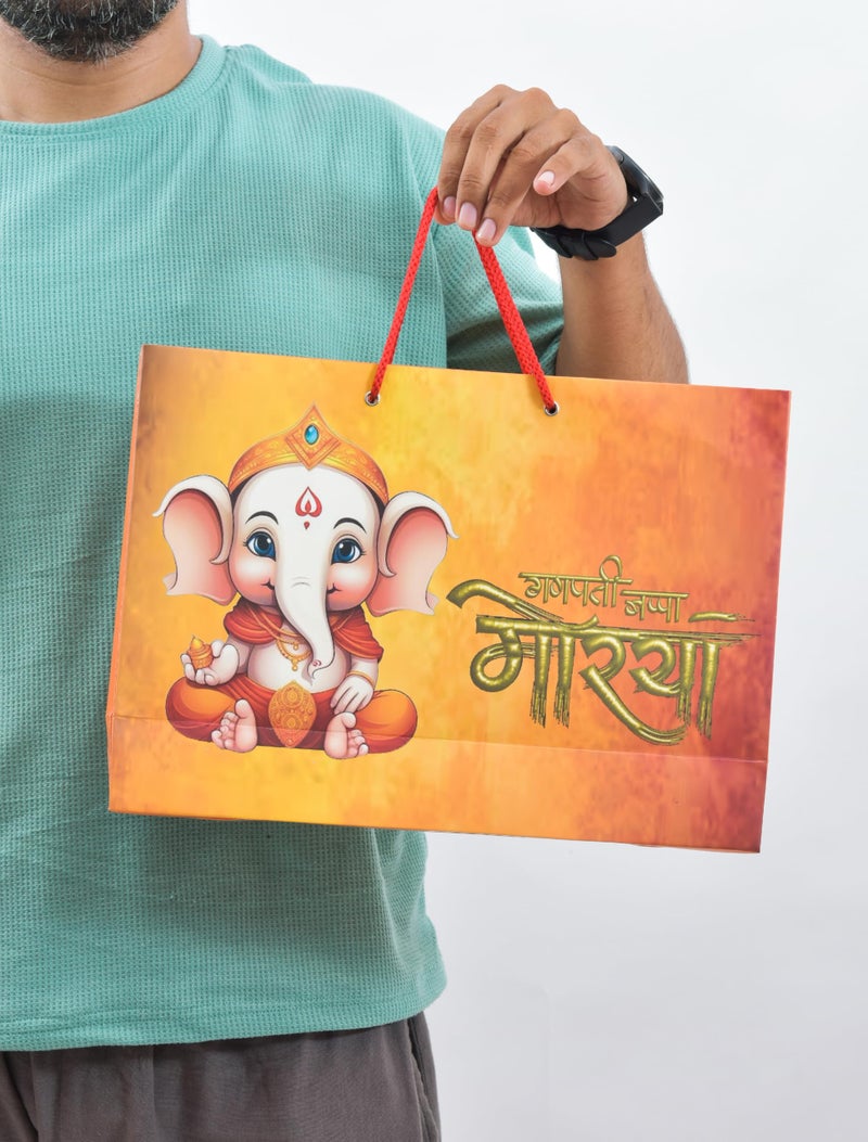 PPJ ® -GANPATI BAPPA/GANESH (30 Pcs.) (WEDDING/DIWALI) PAPER CARRY BAG, 10 Inch X 14 Inch X 4 Inch for HOLI FUNCTION//RETURN GIFTS/DIWALI/GANESH CHATURTHI/GANPATI GIFT BAGS/GIFT COVERS(Pack of 30) - Image 2