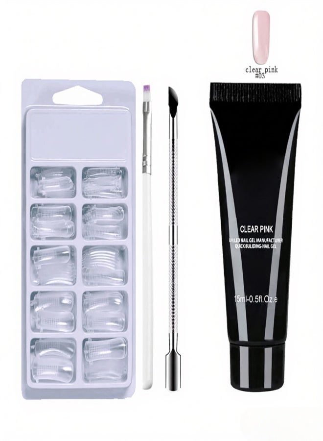DOUBORQ Nail Gel Set UV LED Nail Gel Set Nail Extension Gel Kit Clear Acrylic False Nail Tips Double End Nail Pusher Builder Gel Pen for Quick Nail Extension Salon Nail Tool Kit - Image 1