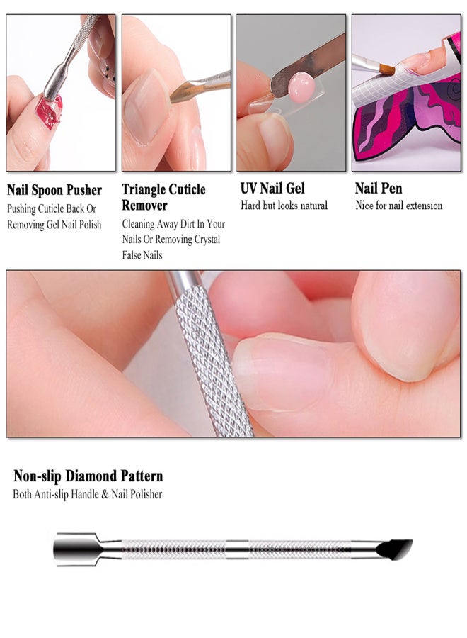 DOUBORQ Nail Gel Set UV LED Nail Gel Set Nail Extension Gel Kit Clear Acrylic False Nail Tips Double End Nail Pusher Builder Gel Pen for Quick Nail Extension Salon Nail Tool Kit - Image 5