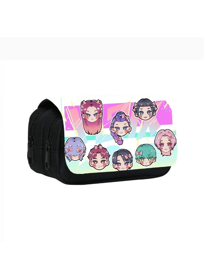 general Kpop Demon Hunters Printed Double Layer Pencil Case Student Pencil Stationery Bag meets daily stationery storage needs - Image 1