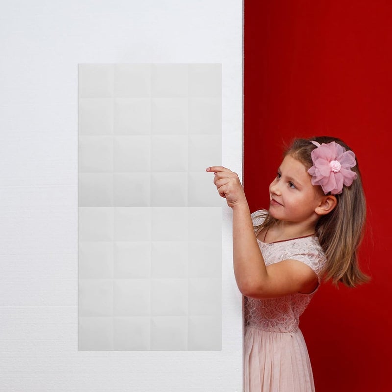 2pcs 3D Anti-Collision Wall Padding - 13.58" Square Adhesive Headboard - Pu Leather Panels for Kids Bedroom Living Room Playroom (White) - Image 4