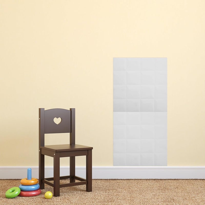 2pcs 3D Anti-Collision Wall Padding - 13.58" Square Adhesive Headboard - Pu Leather Panels for Kids Bedroom Living Room Playroom (White) - Image 5