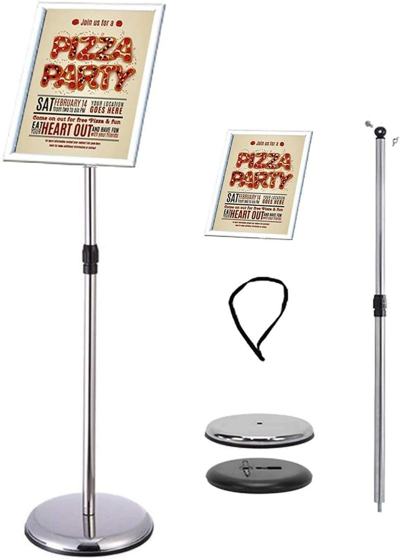 DURKU A3 Poster Stand Floor Display Holder Snap Frame Aluminum Sign Holder, Angle & Height Adjustable Telescoping, Notice Stand for Wedding/Business Activities (Silver-A3) - Image 5