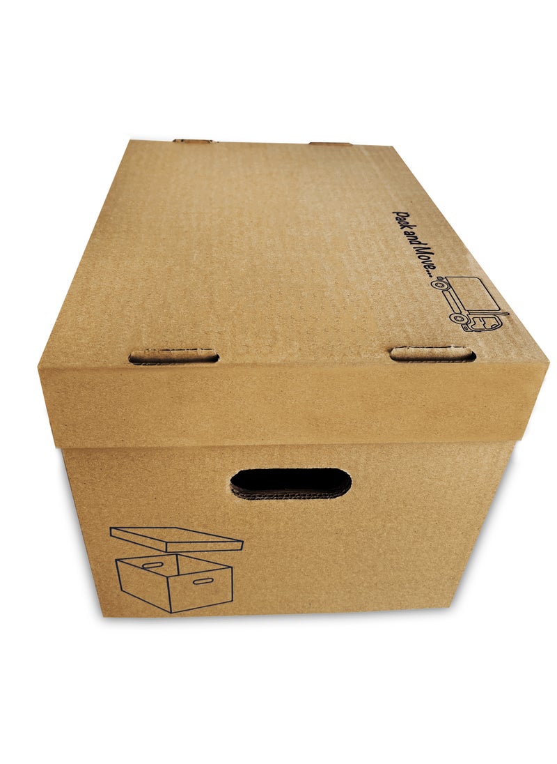 Baddar 5 Pcs, Pack & Move Premium Cardboard Boxes with Base and Lid For Transport and Storage (35.5 × 30 × 25 cm)  - Image 5