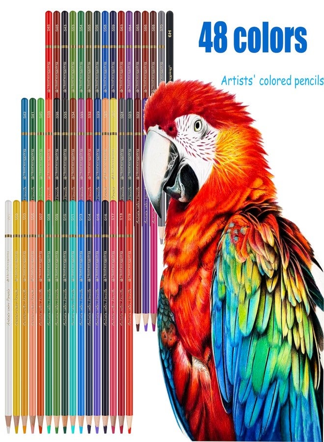 Heshengping 48 Color Colored drawing sketching Pencils Set for Coloring Books Drawing kit Art Supplies with Roll up Canvas Case gift for Adults Beginners familys - Image 5