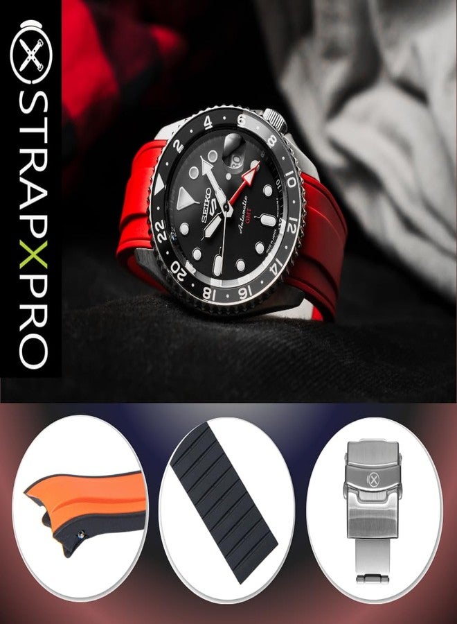 INO Design سوار ساعة StrapXPro (SX1A) مقاس 22 مم، سوار مطاطي بديل لساعات Seiko 5 Sports SKX Series Dive، و5KX/SRPD، وسلسلة GMT الجديدة، سوار ساعة ذو طرف منحني لساعات SRPD51، وSRPD53، وSRPD55K1 - Image 4