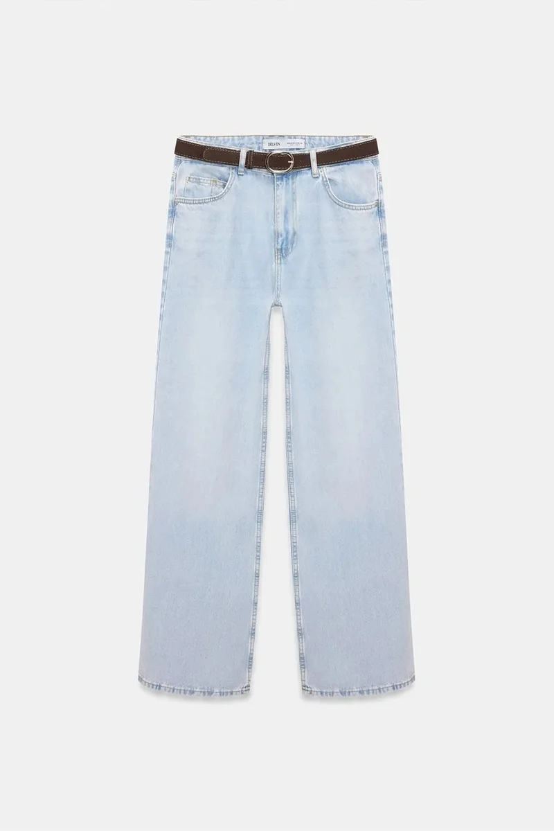 Dilvin Light Blue Denim DILVIN High Waist Wide Leg Cotton Denim Jeans for Women | Best Price UAE