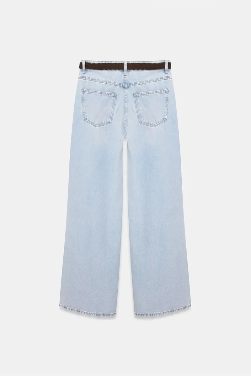 Dilvin Light Blue Denim DILVIN High Waist Wide Leg Cotton Denim Jeans for Women | Best Price UAE
