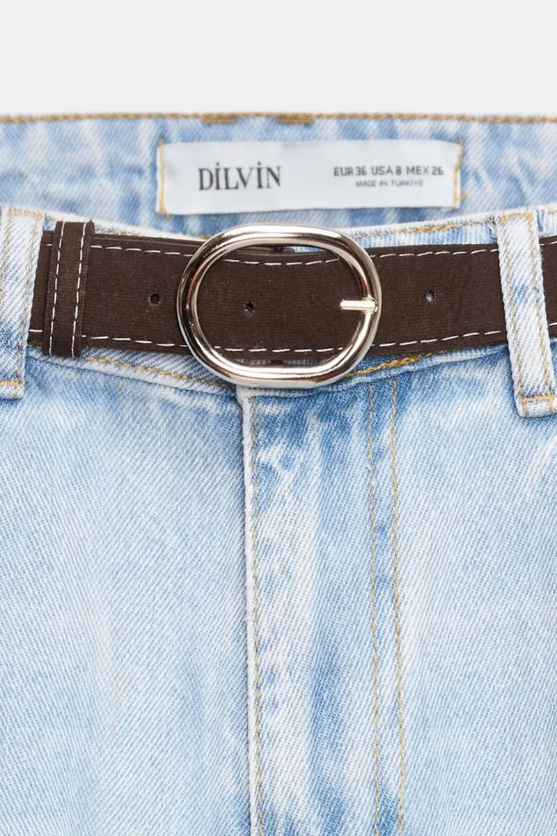 Dilvin Light Blue Denim DILVIN High Waist Wide Leg Cotton Denim Jeans for Women | Best Price UAE
