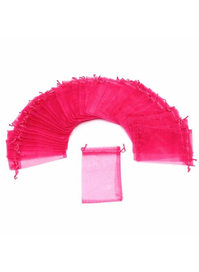 Bezall Dealglad Bezall 50Pcs Organza Gift Bags 3.5x4.5 inch, Hot Pink Drawstring Mesh Jewelry Bags, Wedding Party Favor Festival Gift Candy Pouches - Image 2