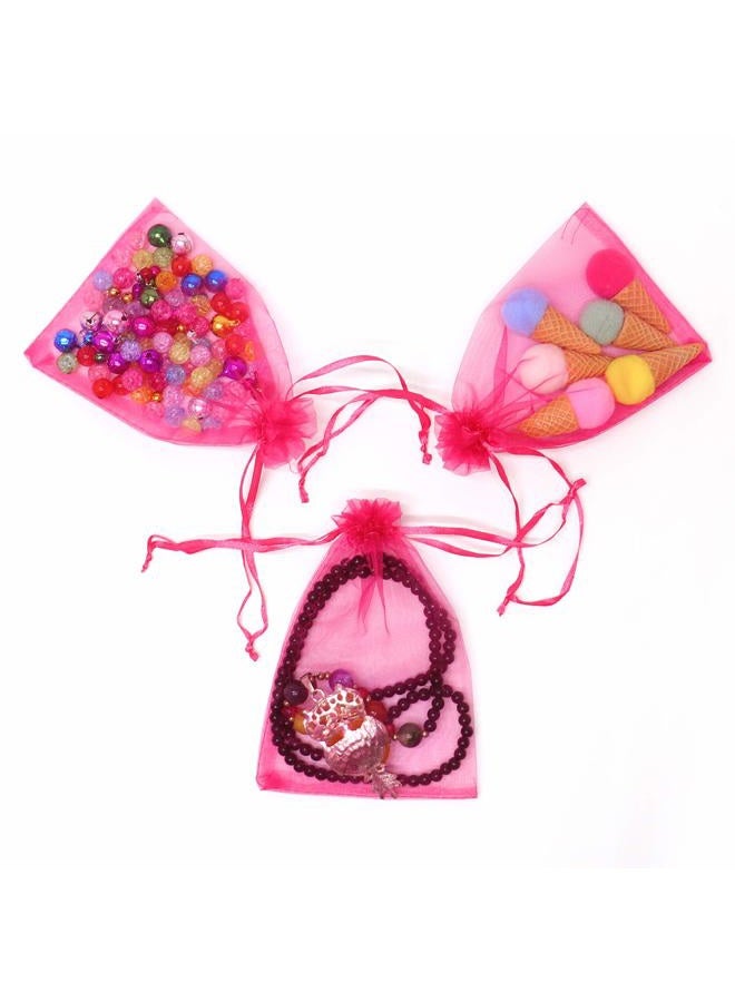 Bezall Dealglad Bezall 50Pcs Organza Gift Bags 3.5x4.5 inch, Hot Pink Drawstring Mesh Jewelry Bags, Wedding Party Favor Festival Gift Candy Pouches - Image 5