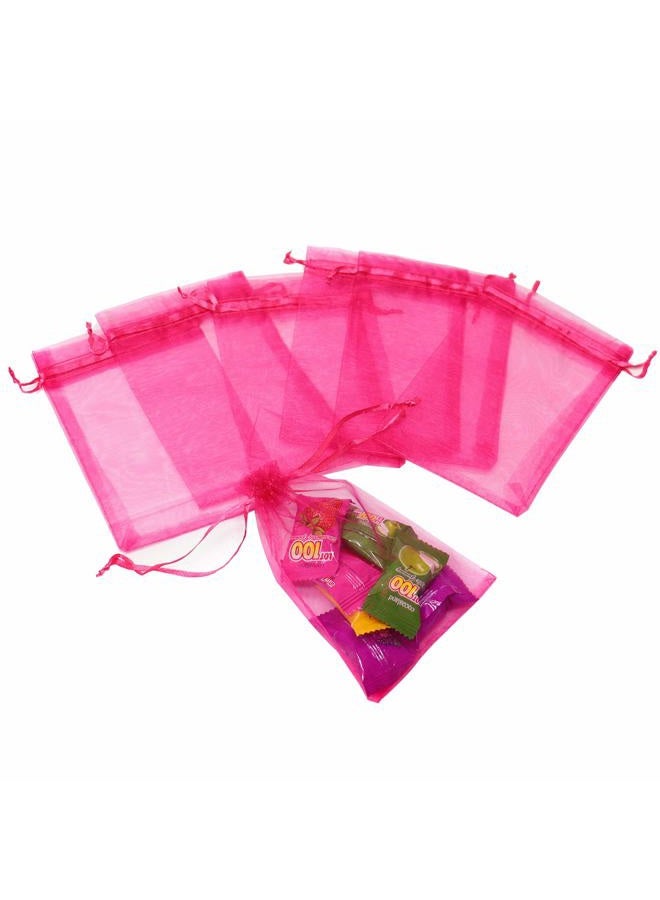 Bezall Dealglad Bezall 50Pcs Organza Gift Bags 3.5x4.5 inch, Hot Pink Drawstring Mesh Jewelry Bags, Wedding Party Favor Festival Gift Candy Pouches - Image 4