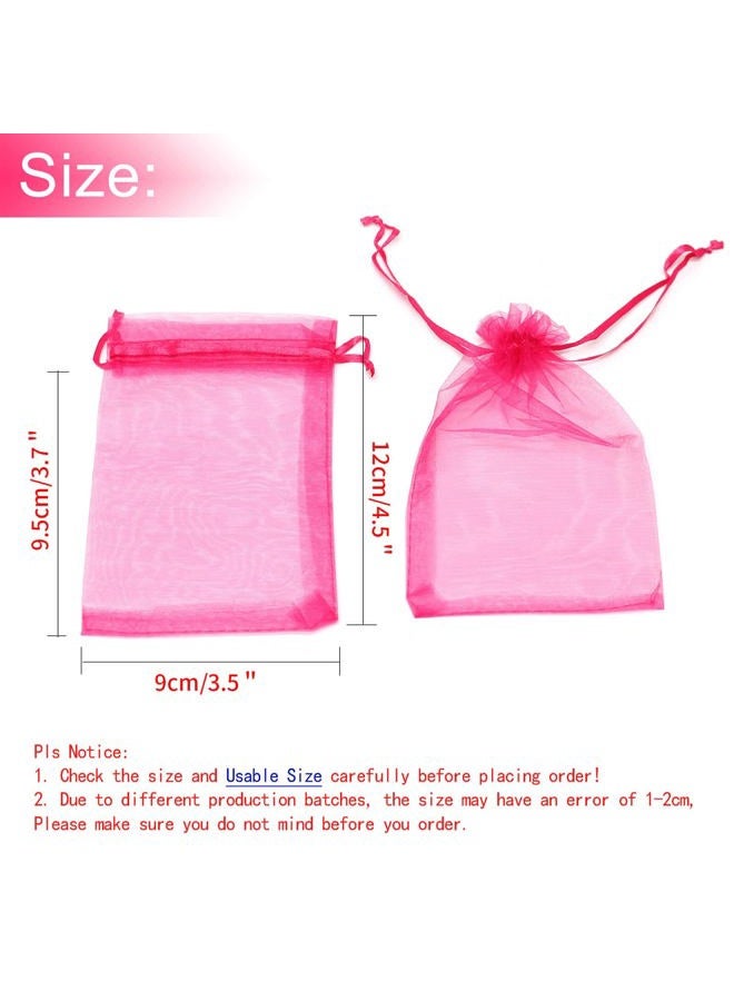 Bezall Dealglad Bezall 50Pcs Organza Gift Bags 3.5x4.5 inch, Hot Pink Drawstring Mesh Jewelry Bags, Wedding Party Favor Festival Gift Candy Pouches - Image 3