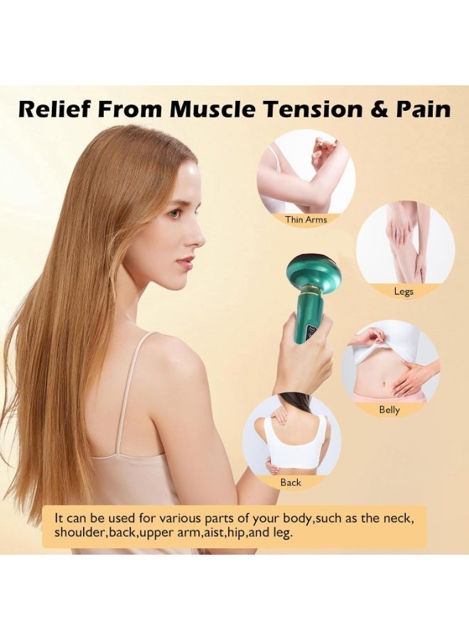 تدليك السيلوليت اليدوي ، تدليك الدهون في المعدة ، أداة تدليك الضغط الجديدة Intelligentn Egative Cupping ، آلة تشكيل الجسم للاهتزاز القابلة لإعادة الشحن اللاسلكية للأذرع والساقين ، والظهر المستخدم في المنزل مع 12 أوضاع امتصاص (خضراء) - Image 3