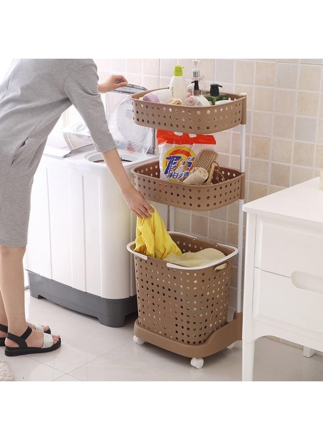 DubaiGallery Space-Saving 3-Tier Laundry Basket Organizer with Wheels – Detachable Bins for Clothes & Towels - Image 4