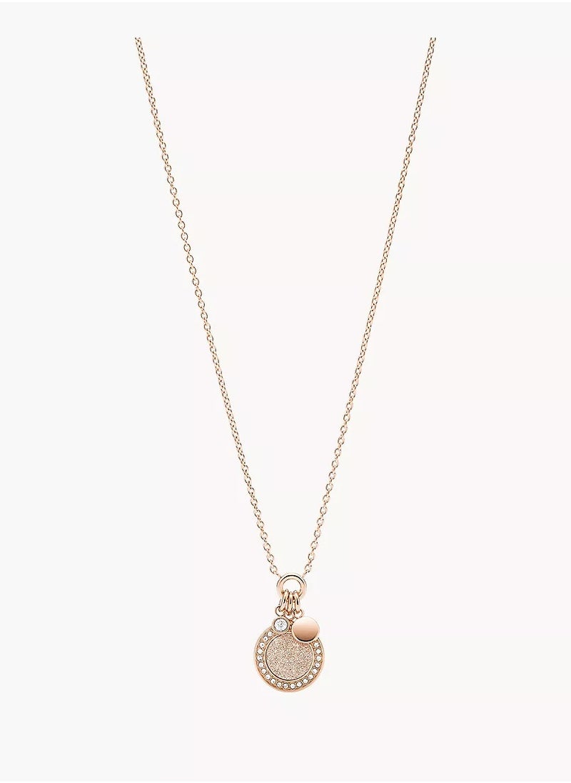 FOSSIL Women's Stainless Steel Sutton Halo Disc Pendant Necklace, Rose Gold  - Image 1