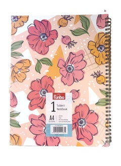 FUNBO-A4 Size, 80 Sheet Single subject notebook with Hardcover(Petals)