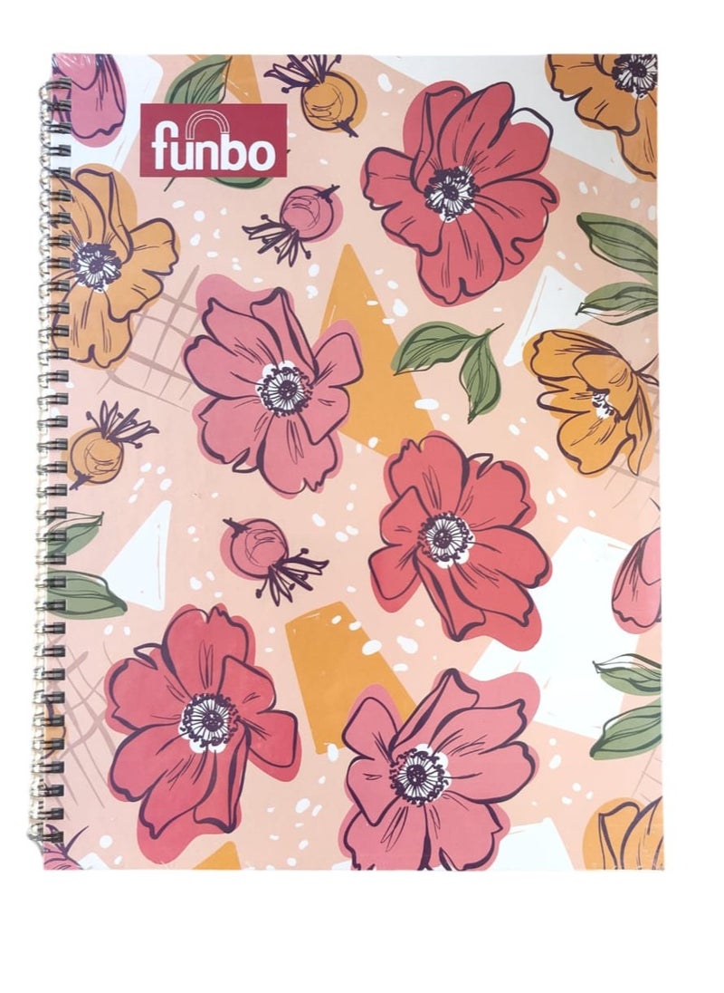 Funbo - FUNBO-A4 Size, 80 Sheet Single subject notebook with Hardcover(Petals) - Image 1
