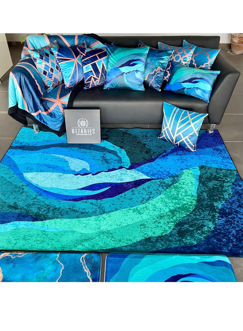 RIZARIES Mist Teal Centerpiece Rug, Fabric, Rectangle - Image 4