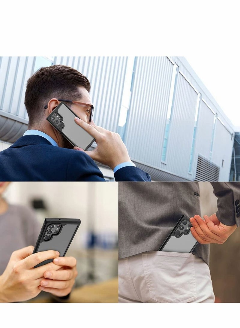 Y&D Designed for Samsung S22 Ultra Case,Excefore Clear Translucent Hard Back with Soft Bumper Edge Slim Protective Thin Phone Cover Compatible Galaxy 5G Case Black - Image 2